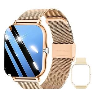 Touch Screen Smart Watch for Men And Women, Bluetooth, Phone Call, Fitness Gold